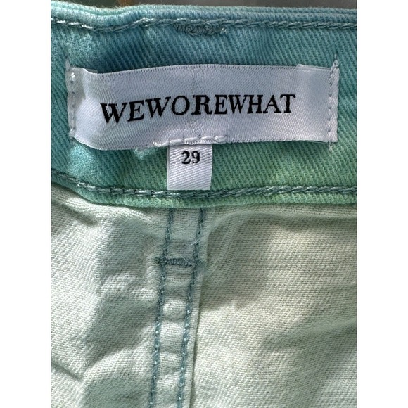 We wore what Tie Dye Flare Bell Shorts Size 29 Teal Lime Green - Picture 8 of 9